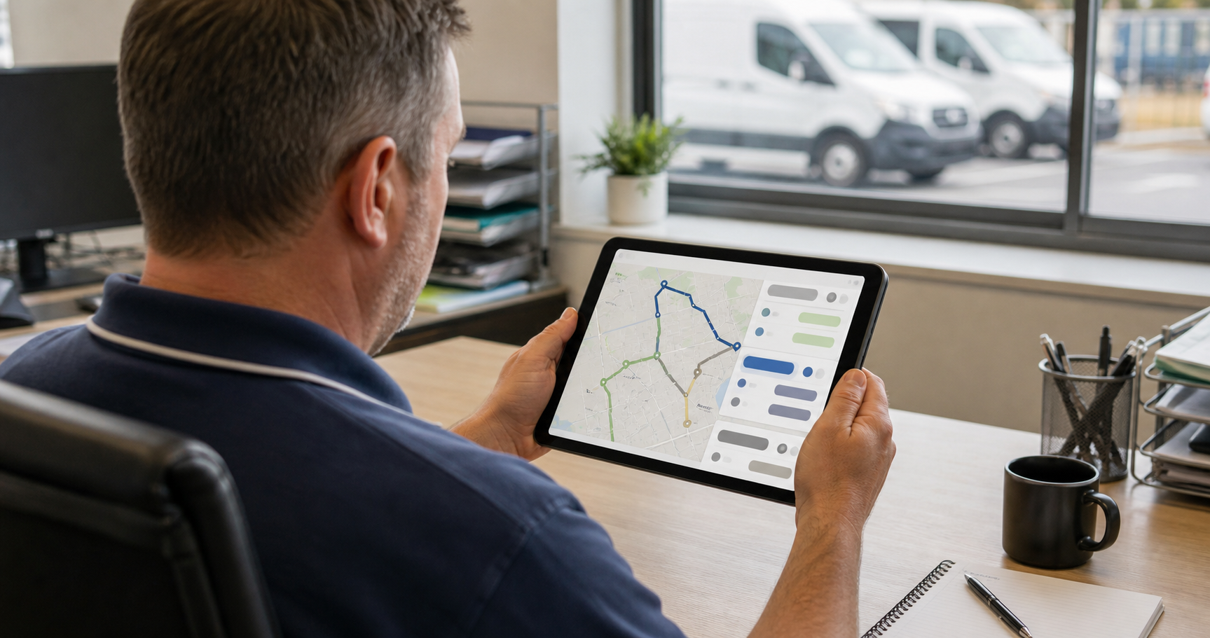 Fleet manager comparing toll and route options for M4 deliveries